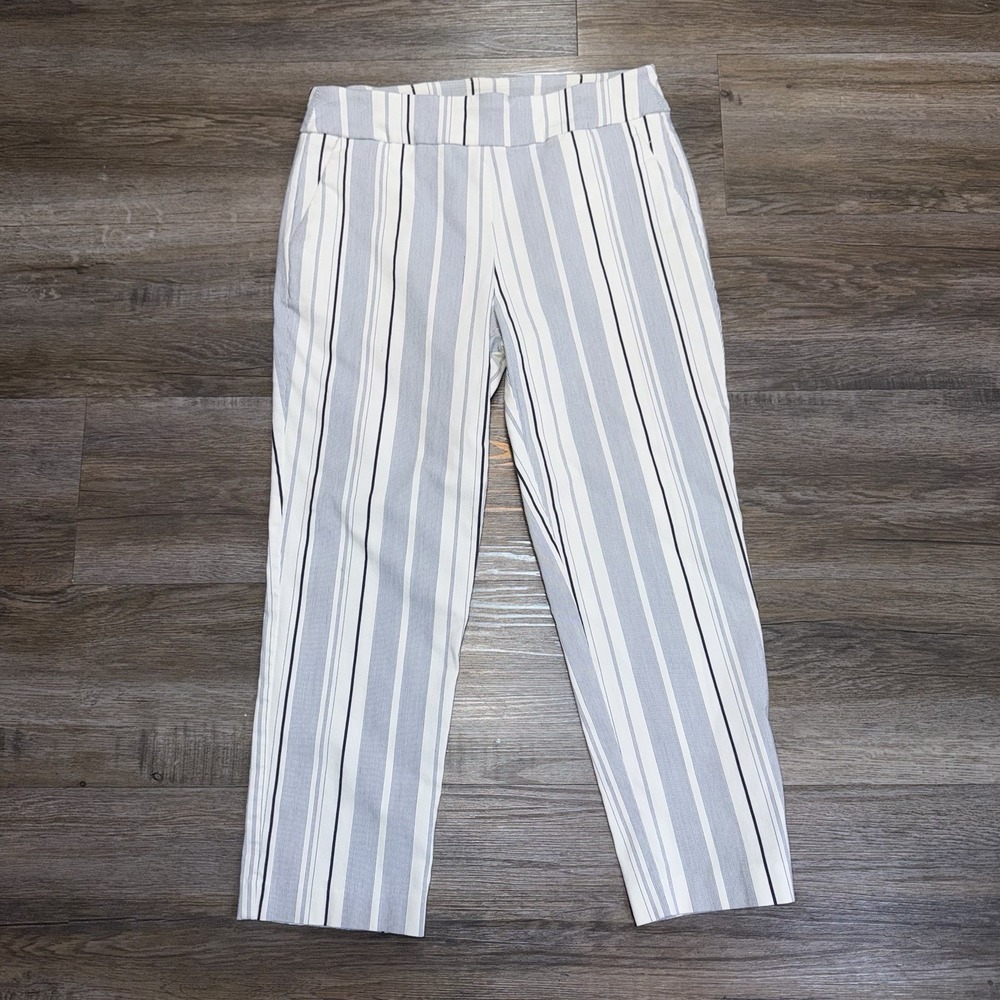 Attyre Vertically Striped Pull-On Ankle Pants Womens 6P Elastic Wasitband